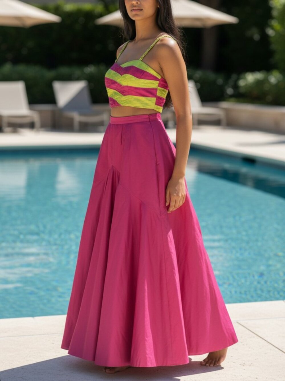 Marisa Baratelli 2 piece maxi dress, Womens Small silk pink wedding Barbiecore